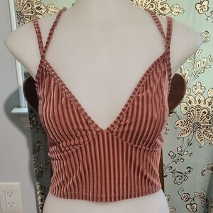 Criss-cross Velvet Crop Top